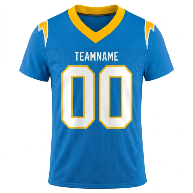 Custom Powder Blue & White/Gold Football Jersey