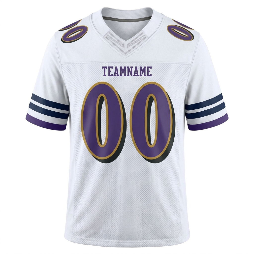 Custom White & Purple/Gold Football Jersey
