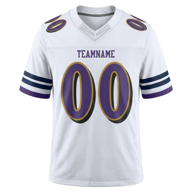 Custom White & Purple/Gold Football Jersey