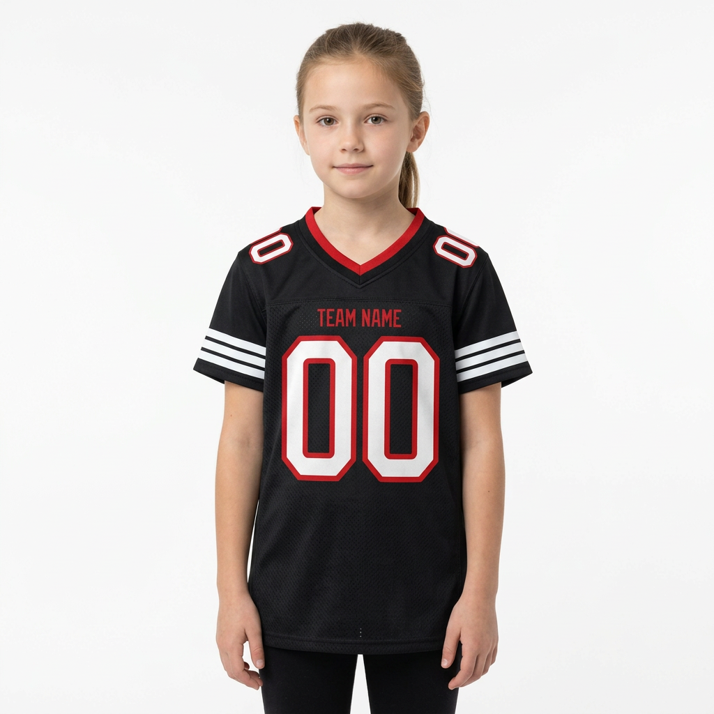 Custom Black & White/Red Football Jersey