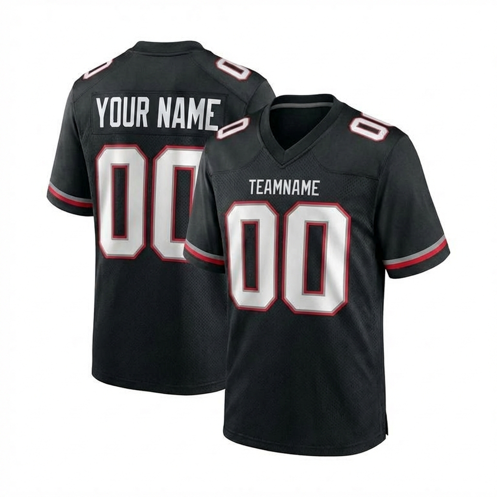 Custom Black & White/Grey-Red Football Jersey