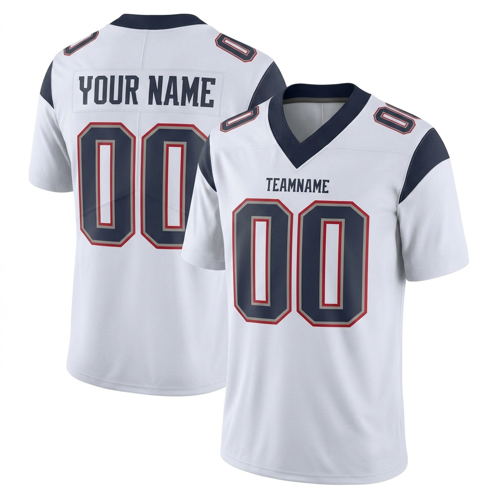 Custom White & Navy/Grey-Red Football Jersey