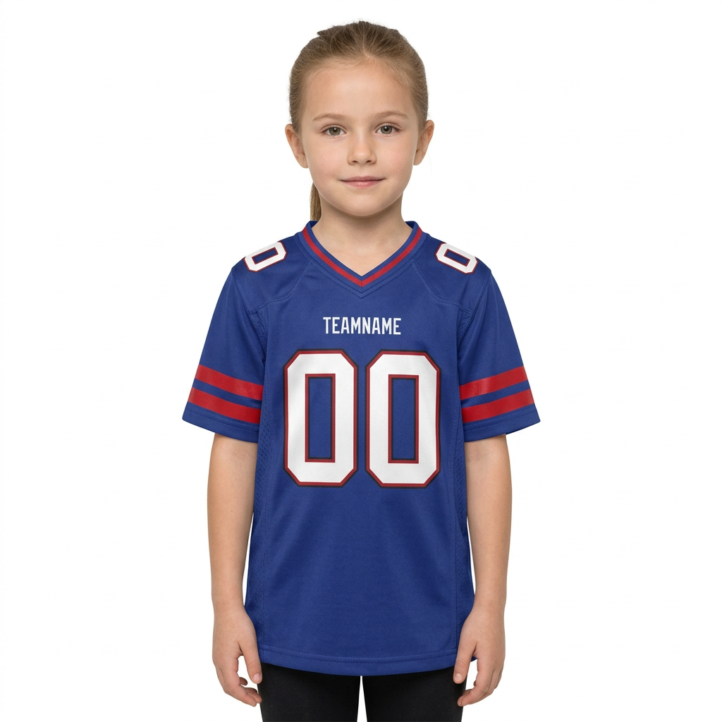 Custom Royal Blue & White/Red Football Jersey