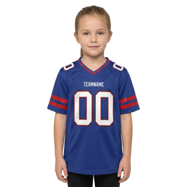 Custom Royal Blue & White/Red Football Jersey