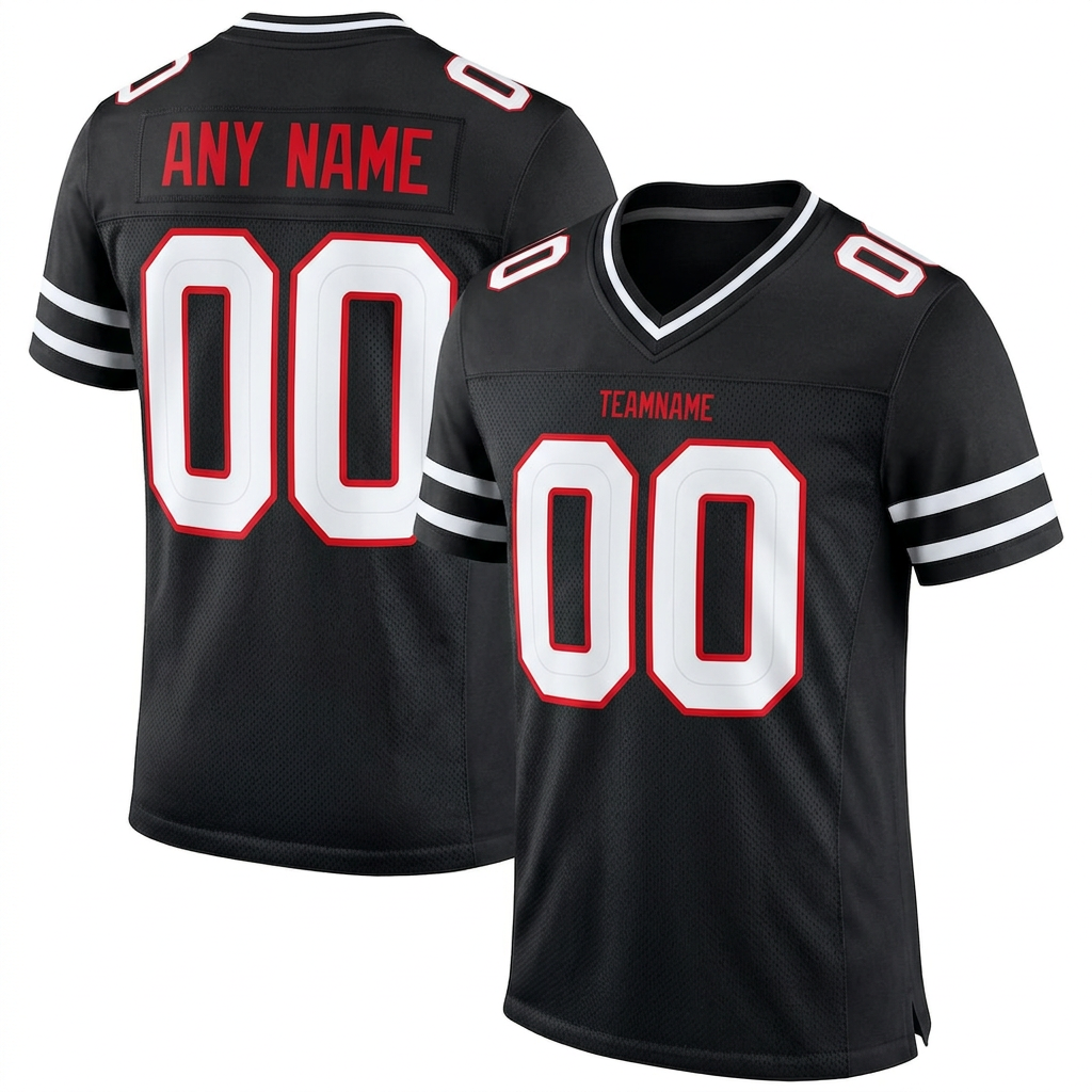 Custom Black & White/Red Football Jersey