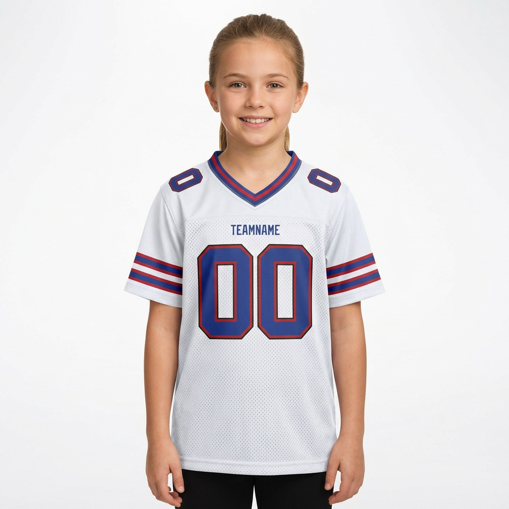 Custom White & Royal Blue/Red Football Jersey