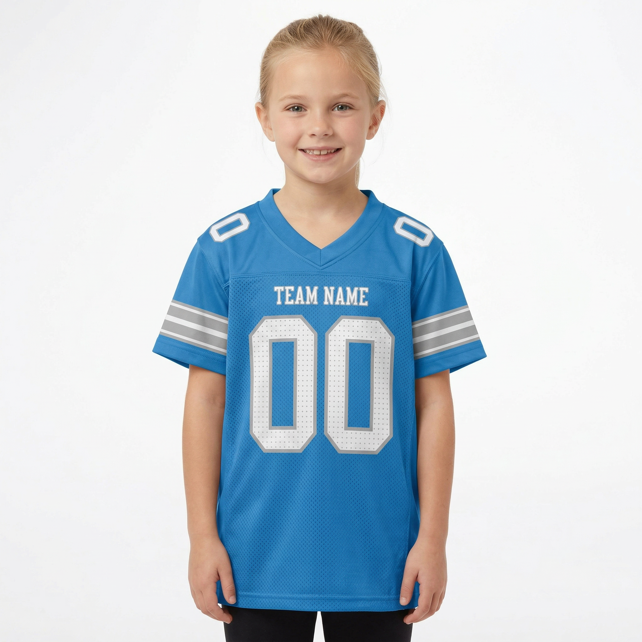 Custom Powder Blue & White/Sliver Football Jersey