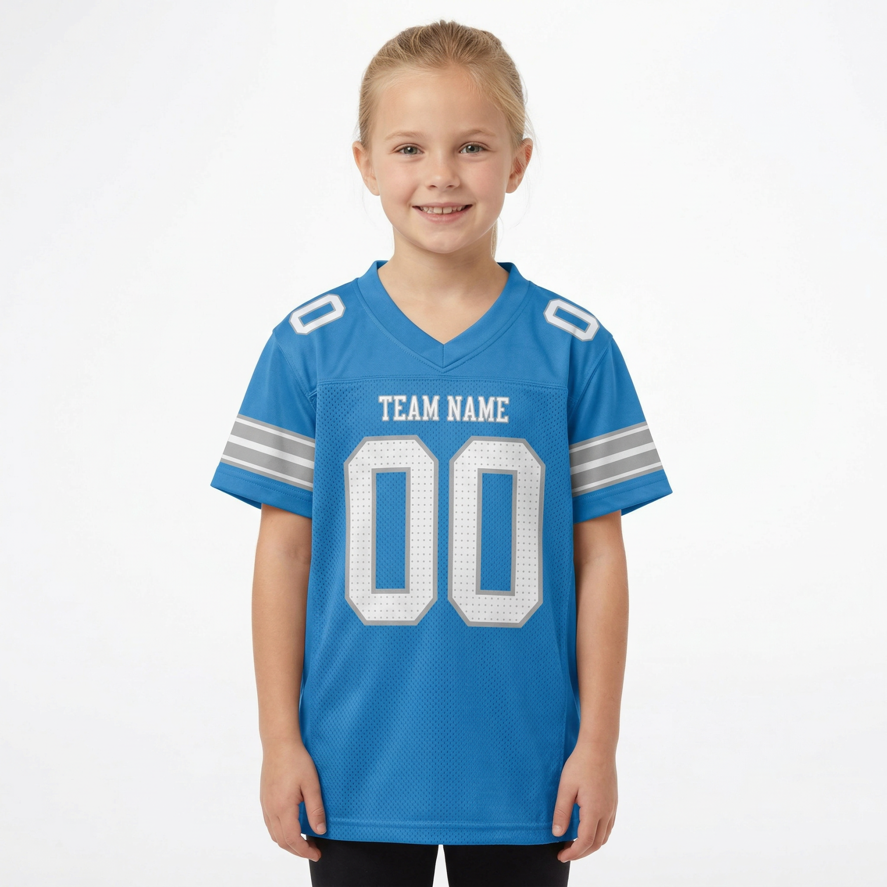 Custom Powder Blue & White/Sliver Football Jersey