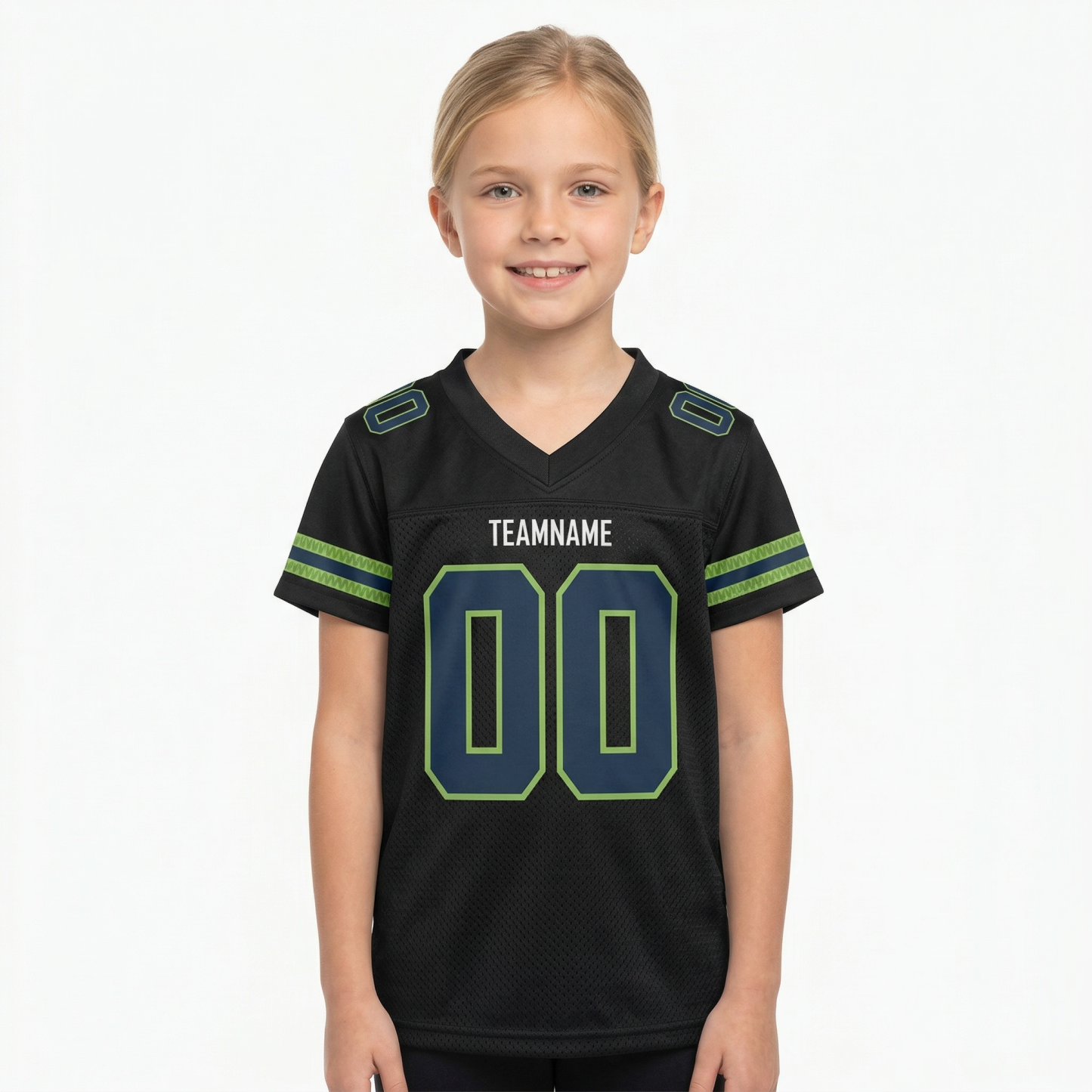 Custom Black & Royal/Green Football Jersey