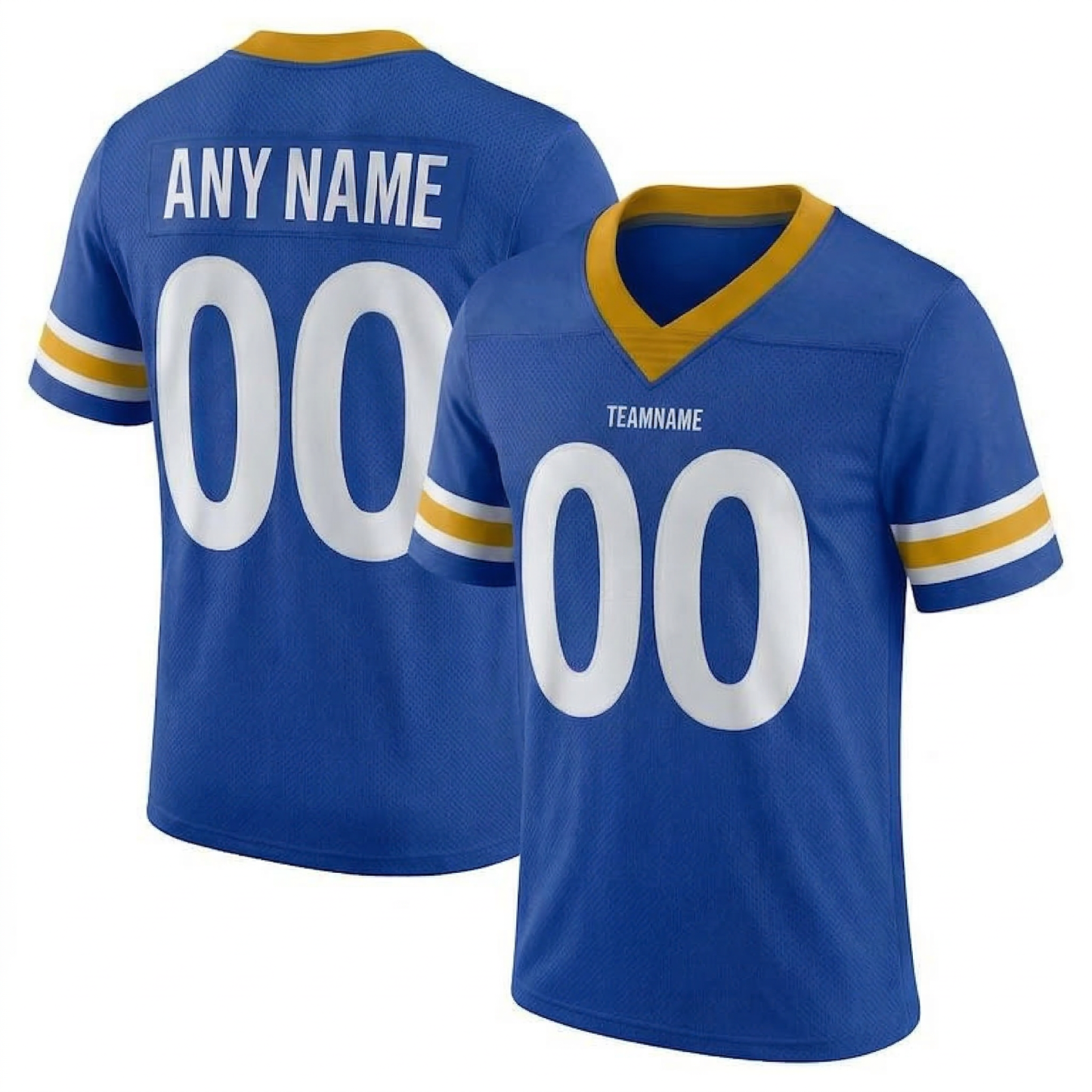 Custom Royal & White/Gold Football Jersey