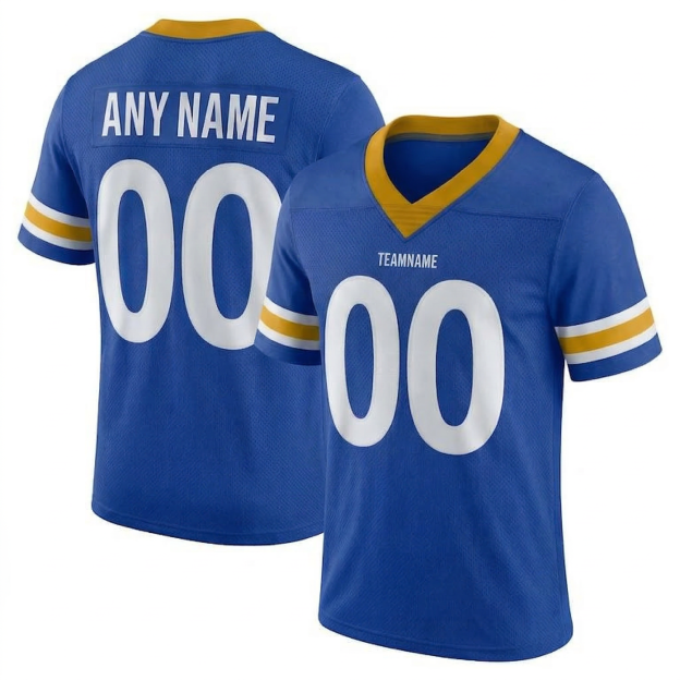 Custom Royal & White/Gold Football Jersey