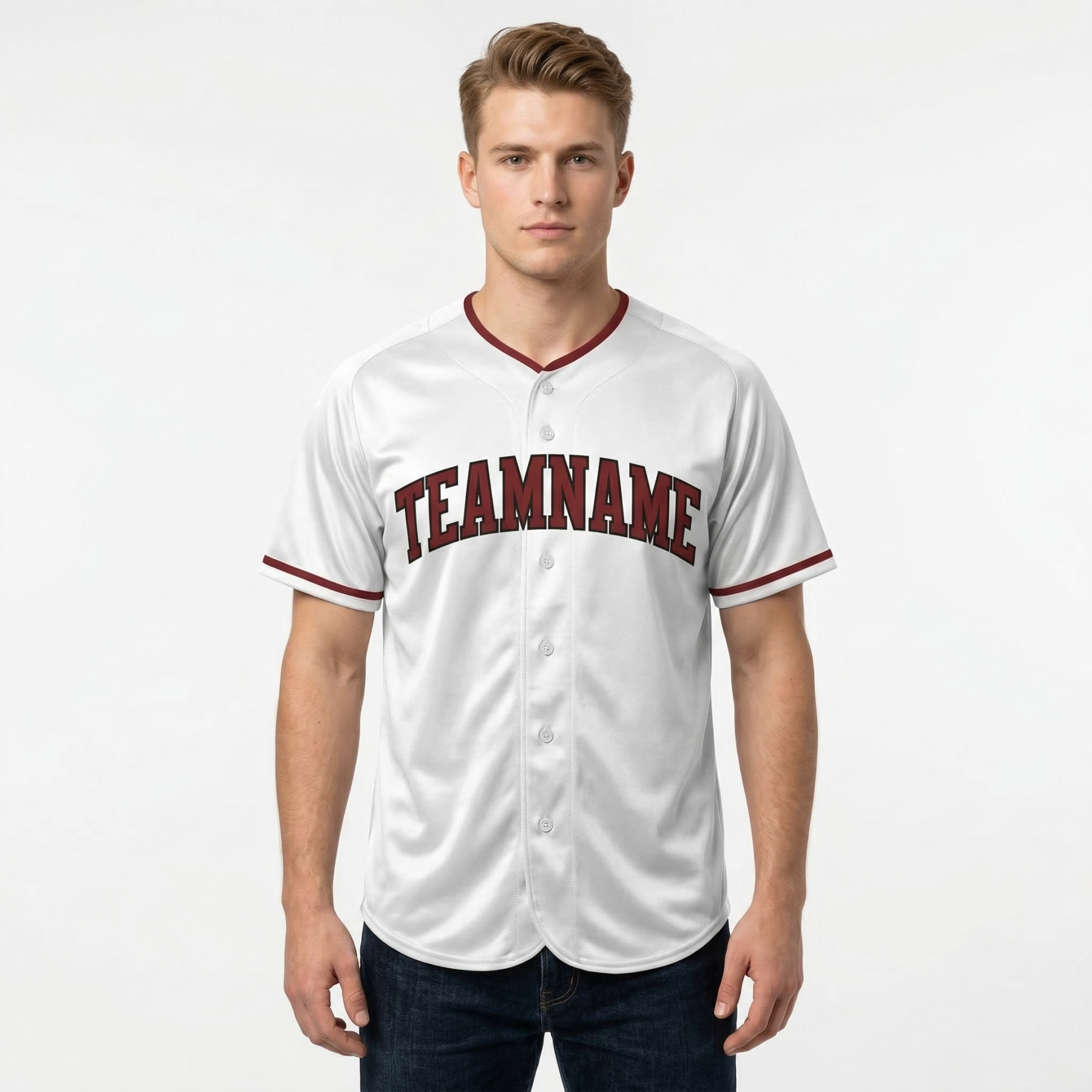 Custom White & Red/Black Classic Fashion Baseball Jersey
