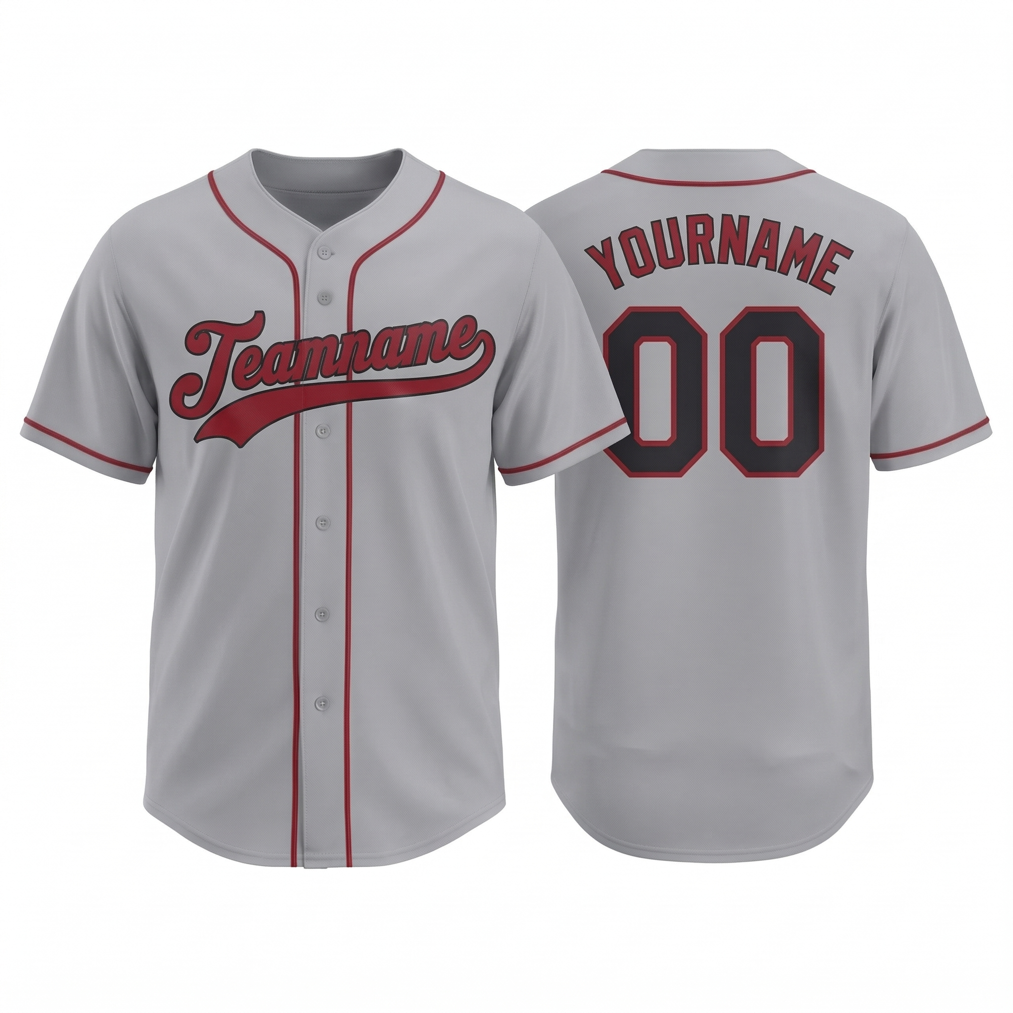 Custom Grey & Red/Black Classic Fashion Baseball Jersey