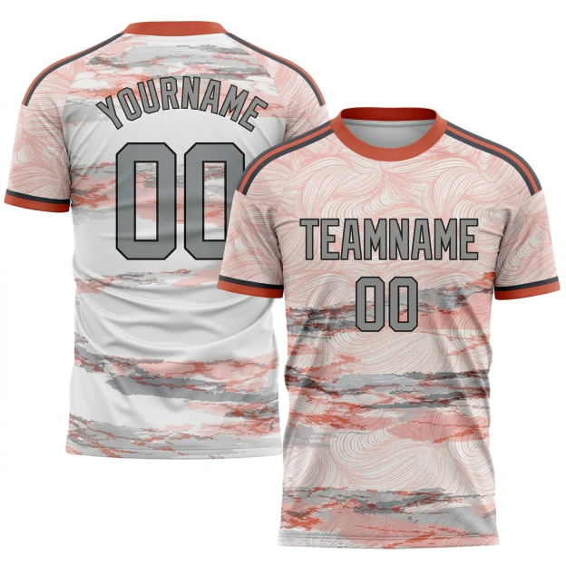 Custom Pink & White/Grey Custom Soccer Jersey