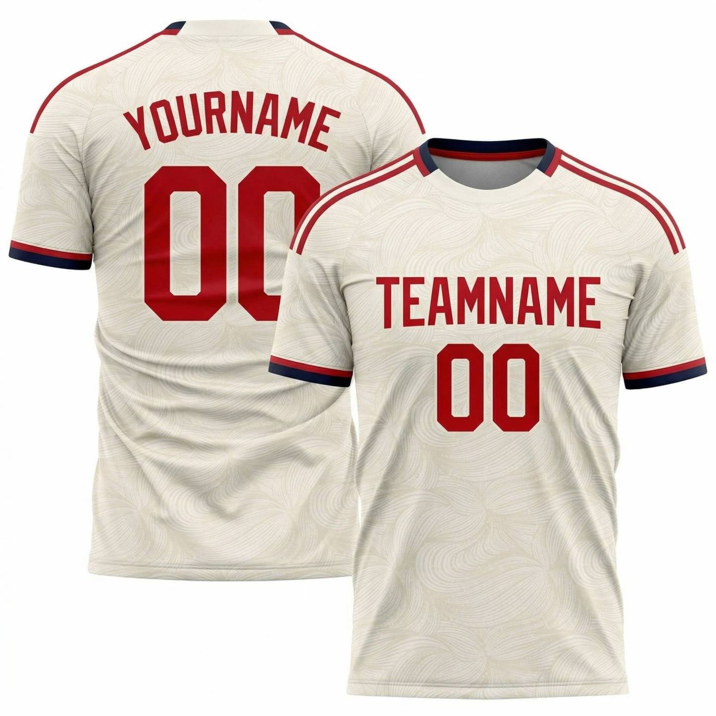 Custom White & Red/Navy Custom Soccer Jersey