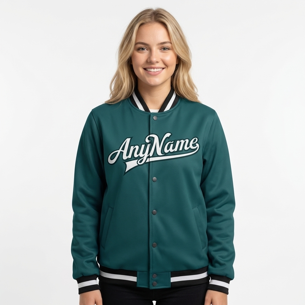 Custom Midnight Green & Gray/Black Full-Snap Fleece Jacket