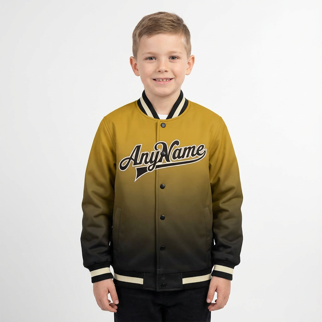 Custom Gold & Black/White Full-Snap Gradient Fleece Jacket