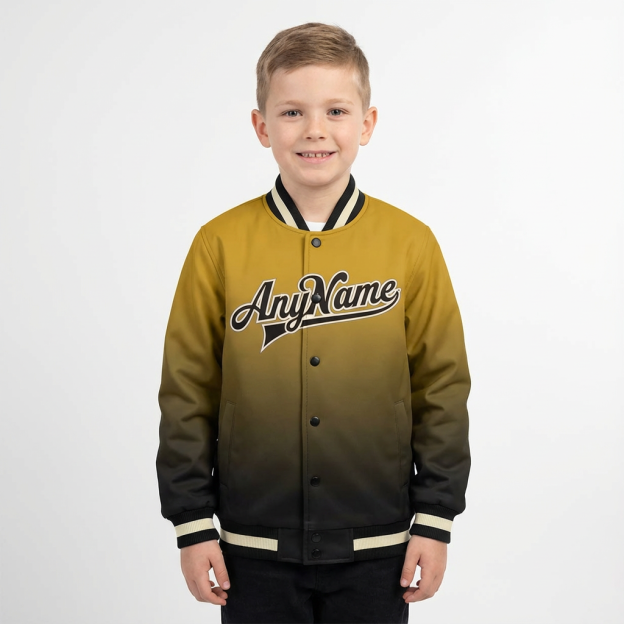 Custom Gold & Black/White Full-Snap Gradient Fleece Jacket