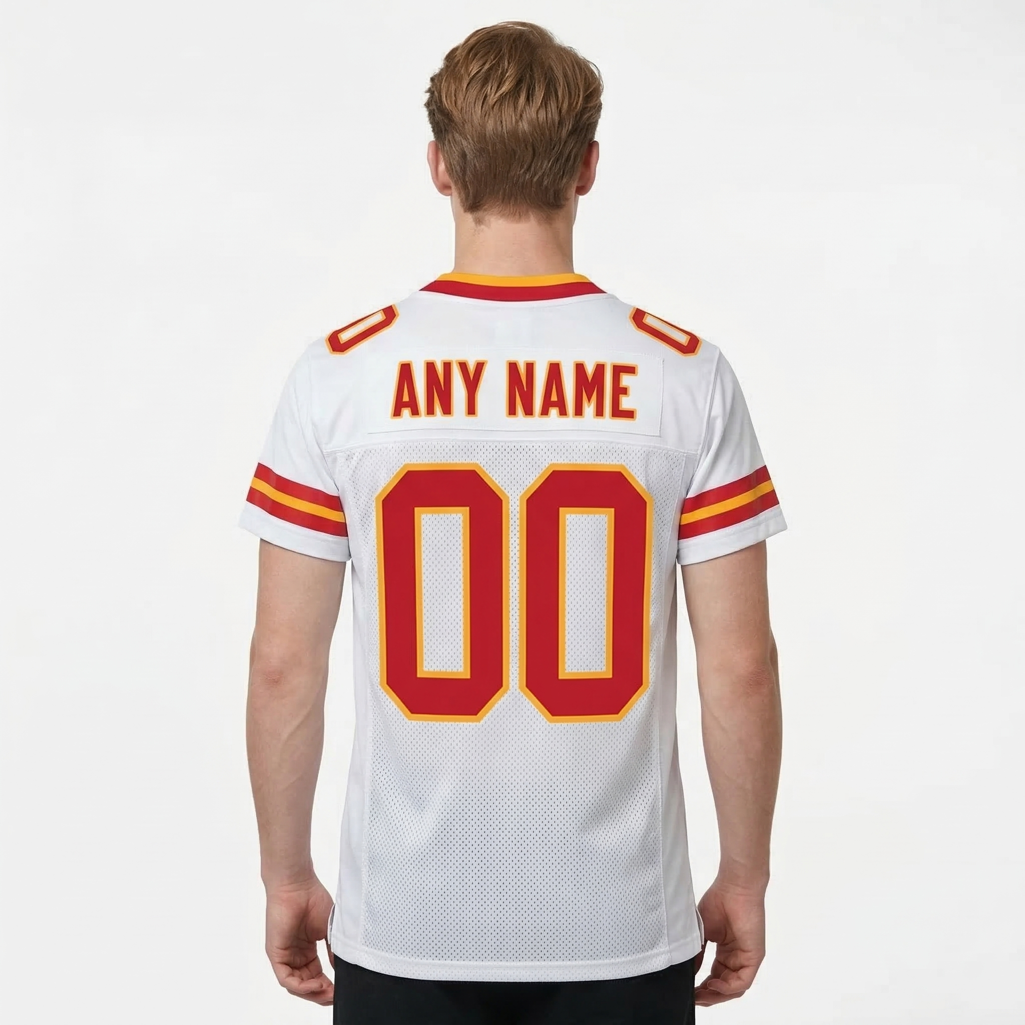 Custom White & Red/Gold Football Jersey
