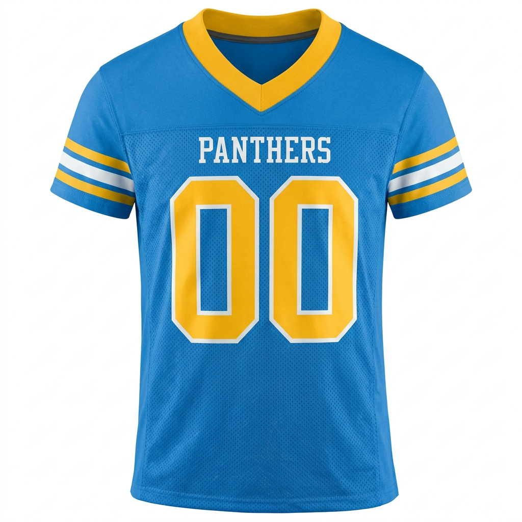 Custom Powder Blue & Gold/White Football Jersey