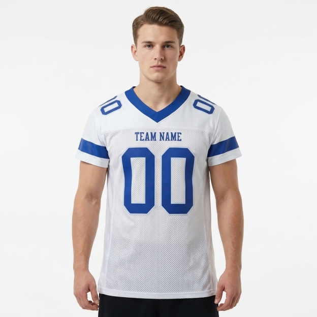 Custom White & Blue Football Jersey
