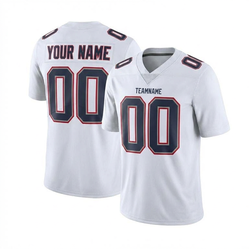 Custom White & Navy/Grey-Red Football Jersey