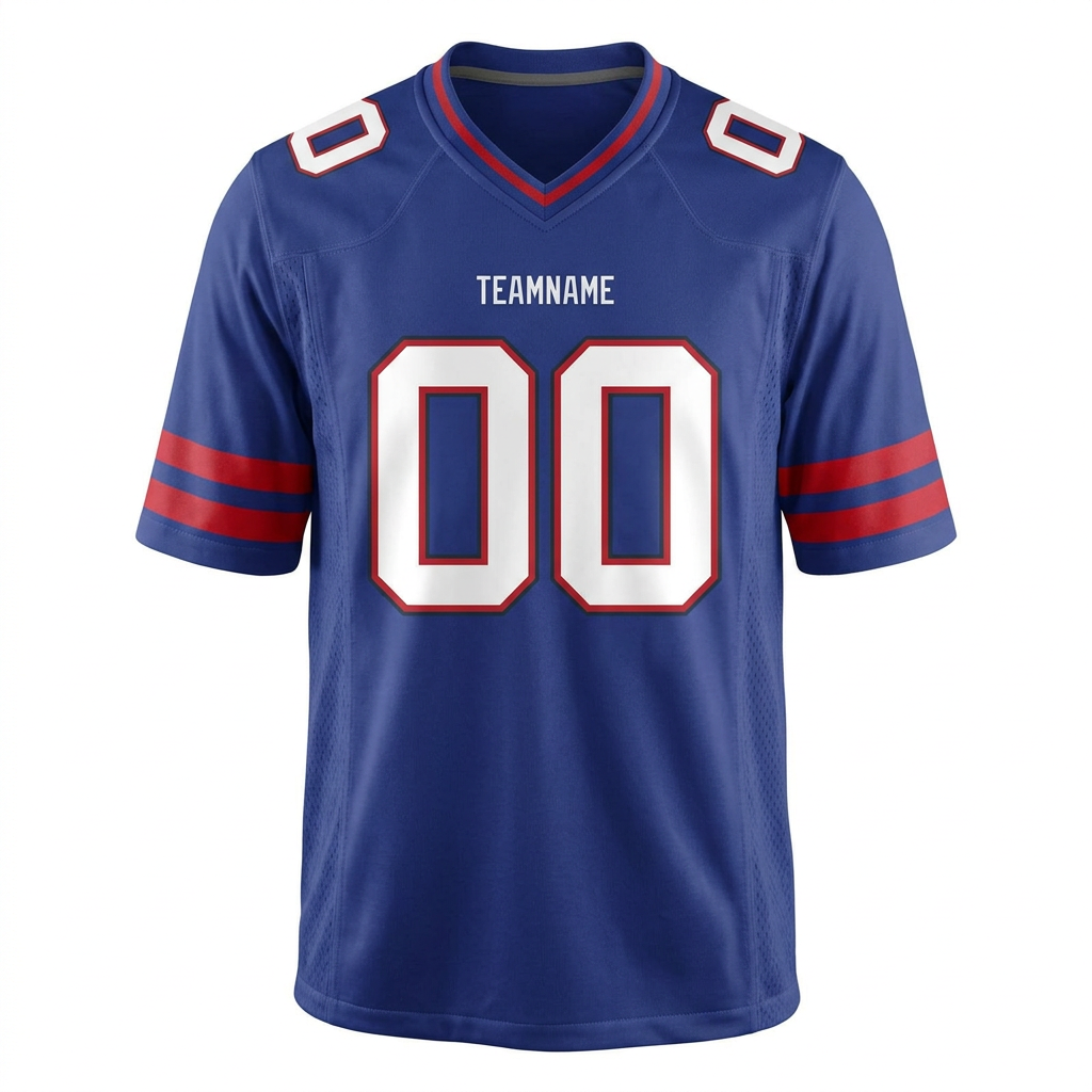 Custom Royal Blue & White/Red Football Jersey