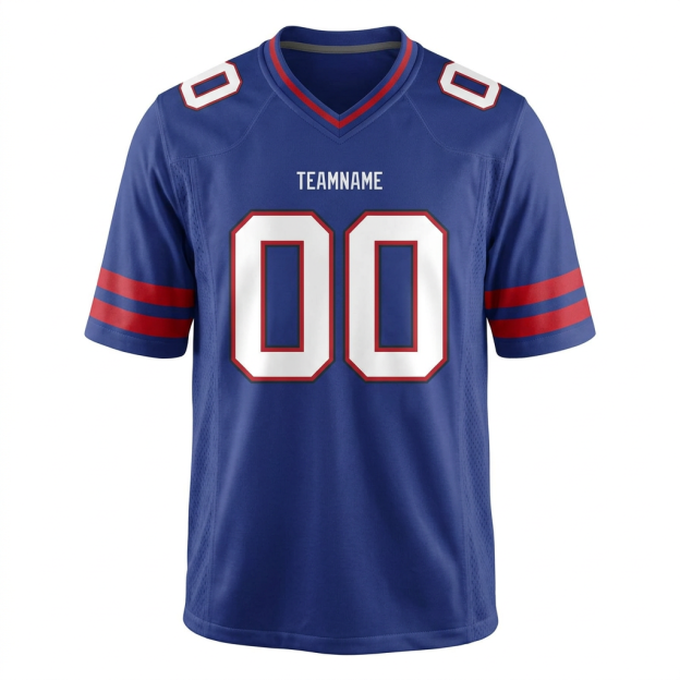 Custom Royal Blue & White/Red Football Jersey