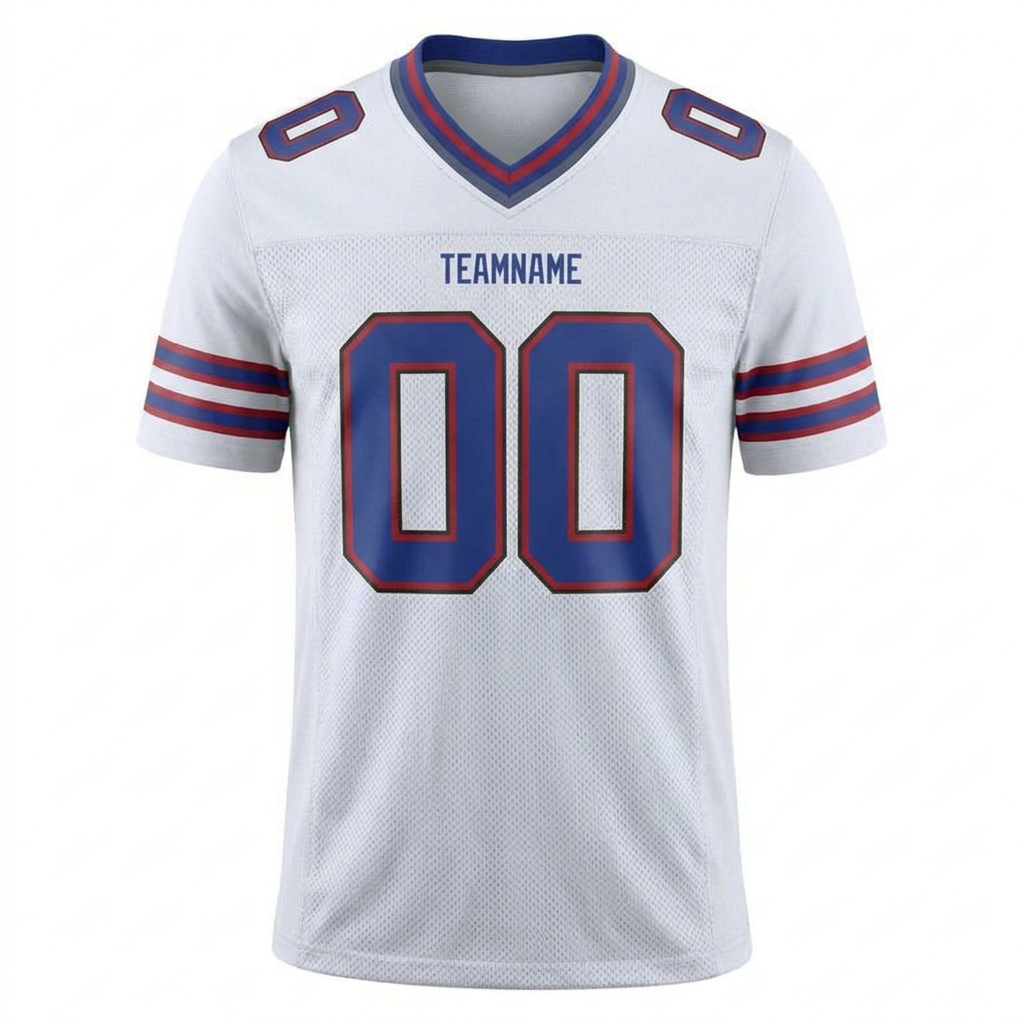 Custom White & Royal Blue/Red Football Jersey