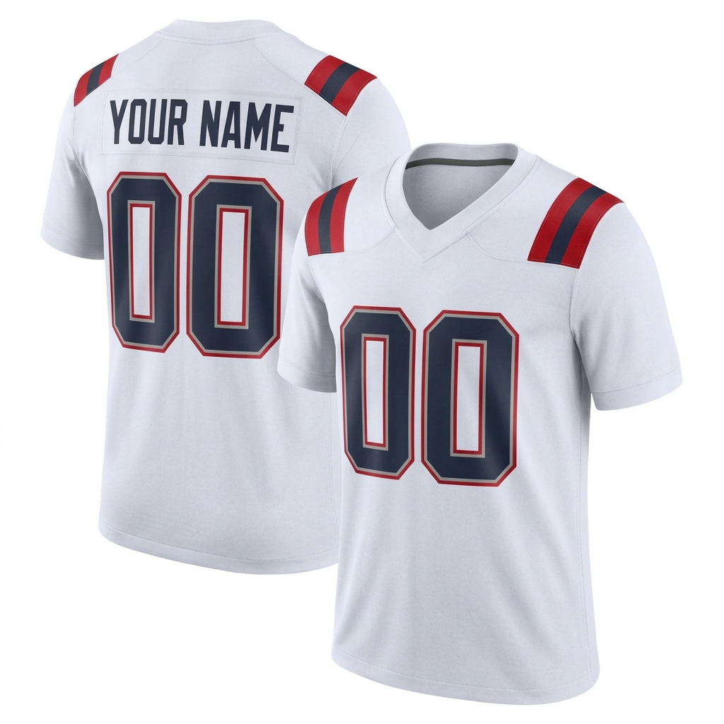 Custom White & Navy/Red Football Jersey