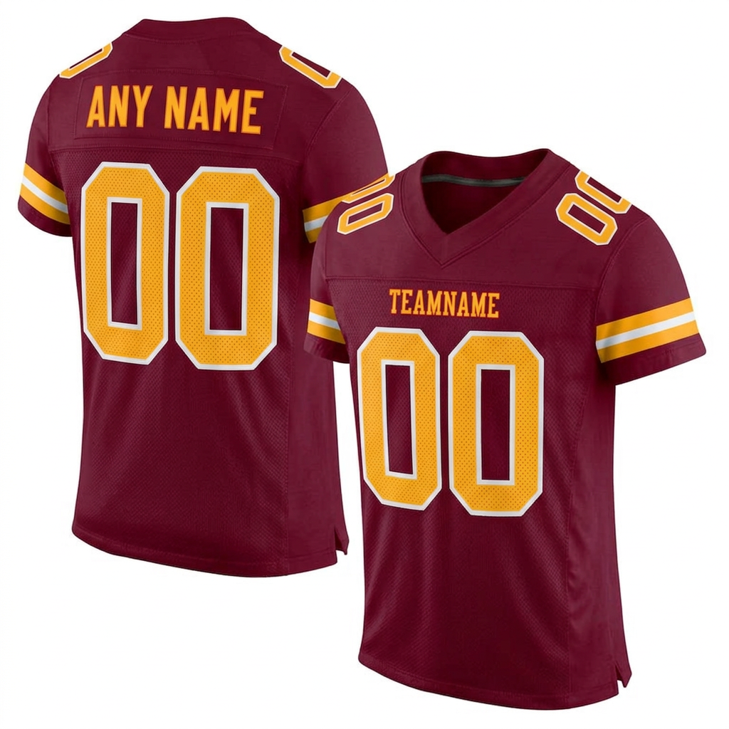 Custom Burgundy & Gold/White Football Jersey