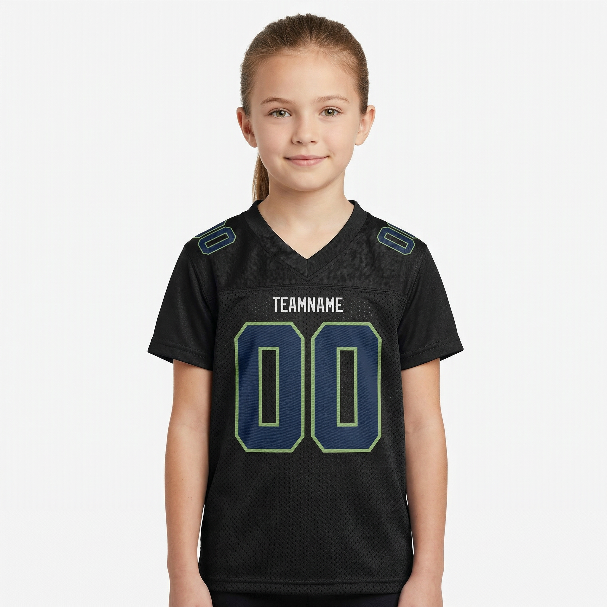 Custom Black & Royal/Green Football Jersey