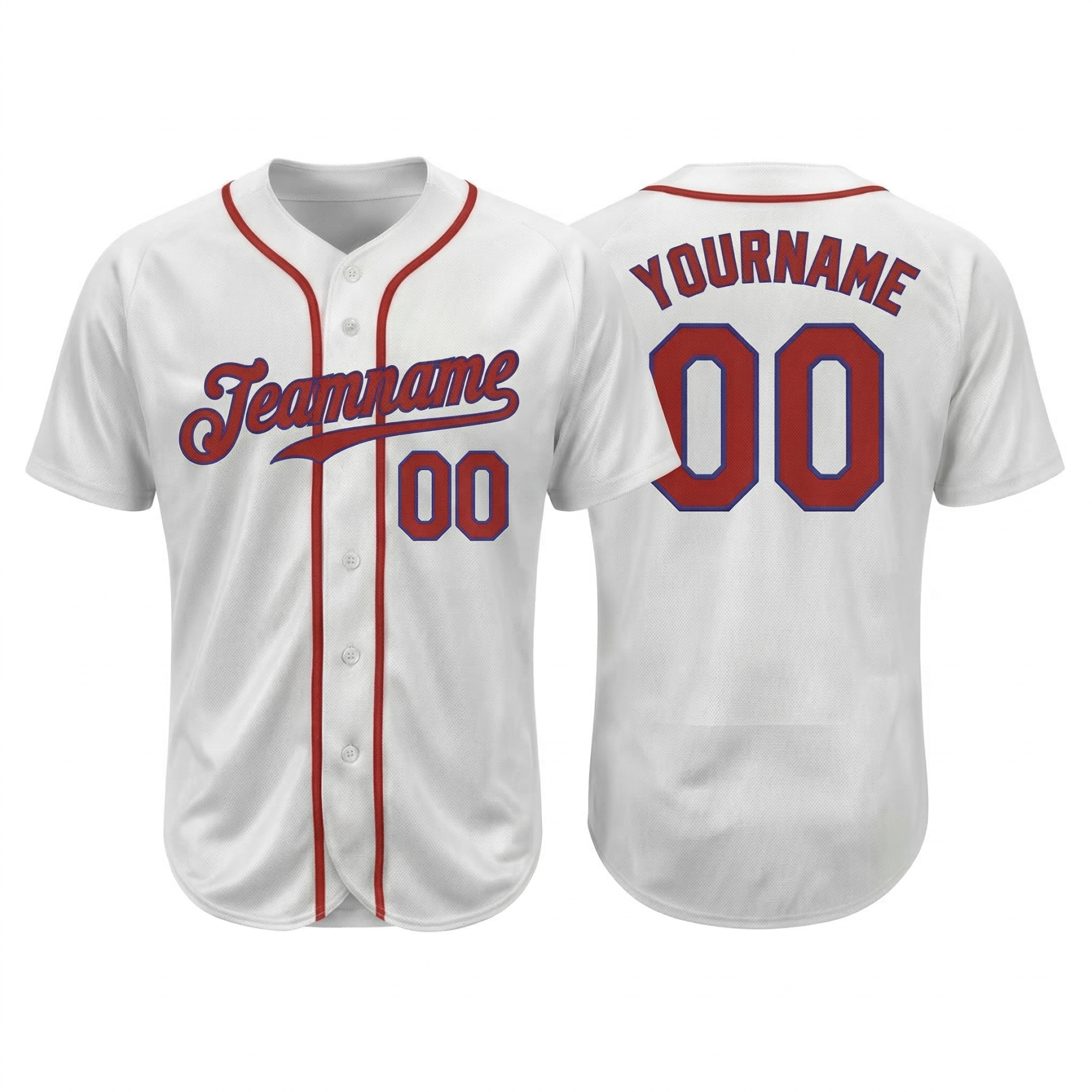 Custom White & Red/Navy Classic Fashion Baseball Jersey