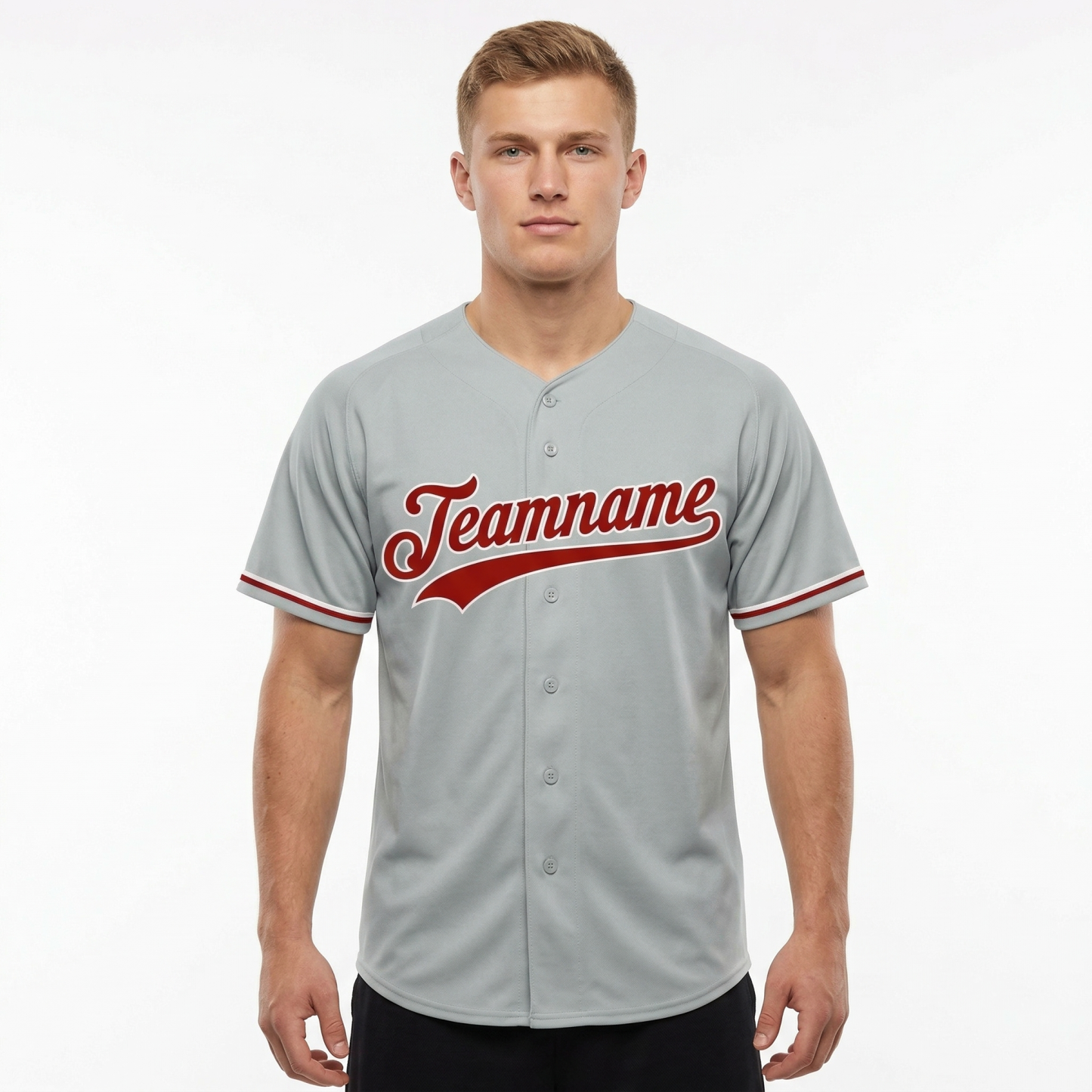 Custom Grey & Red/White Classic Fashion Baseball Jersey
