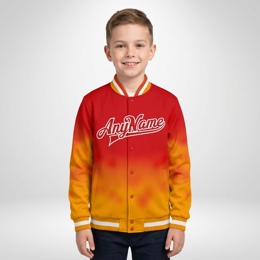 Custom Red & Yellow/White Full-Snap Gradient Fleece Jacket