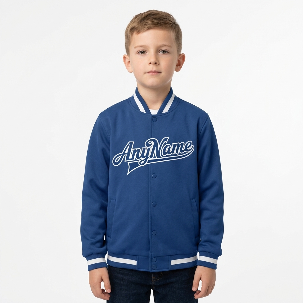 Custom Royal Blue & White Full-Snap Fleece Jacket