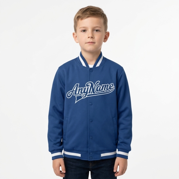 Custom Royal Blue & White Full-Snap Fleece Jacket