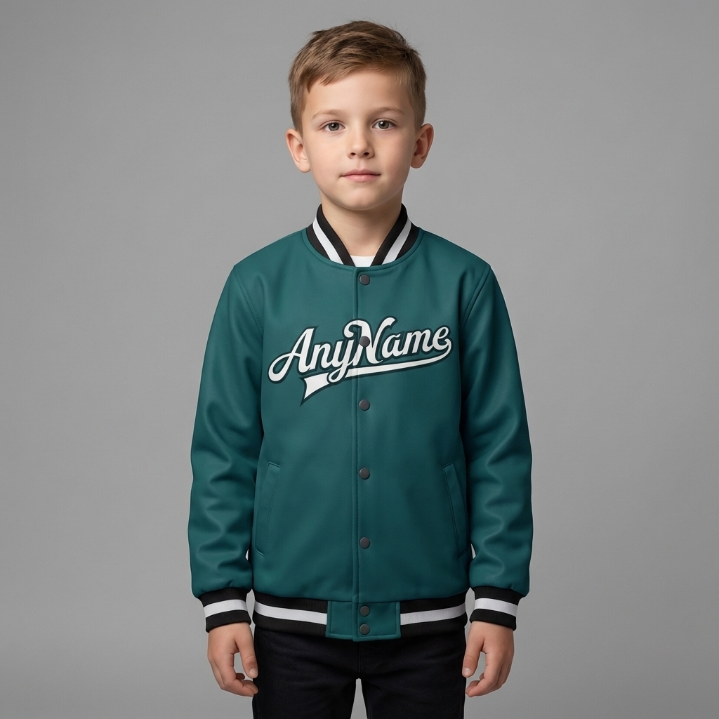 Custom Midnight Green & Gray/Black Full-Snap Fleece Jacket