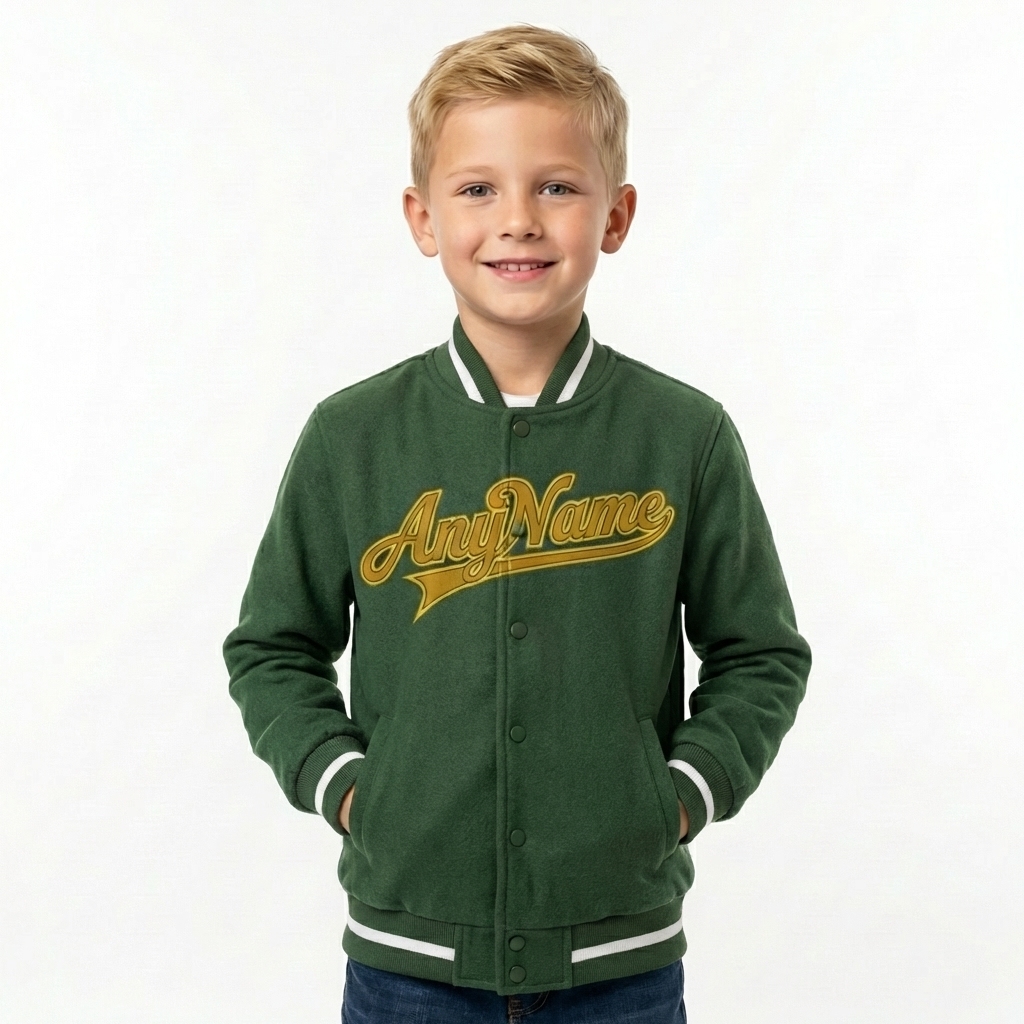 Custom Forest Green & Yellow/White Full-Snap Fleece Jacket