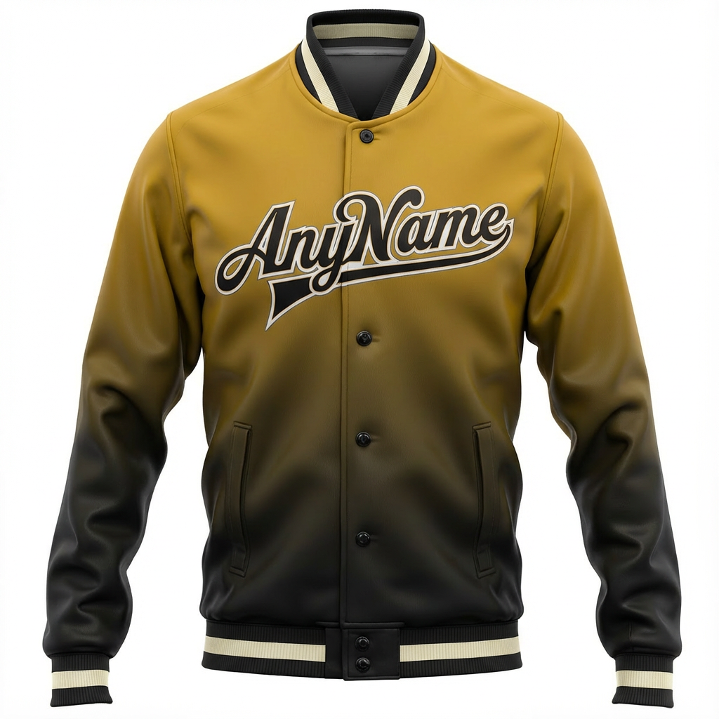 Custom Gold & Black/White Full-Snap Gradient Fleece Jacket