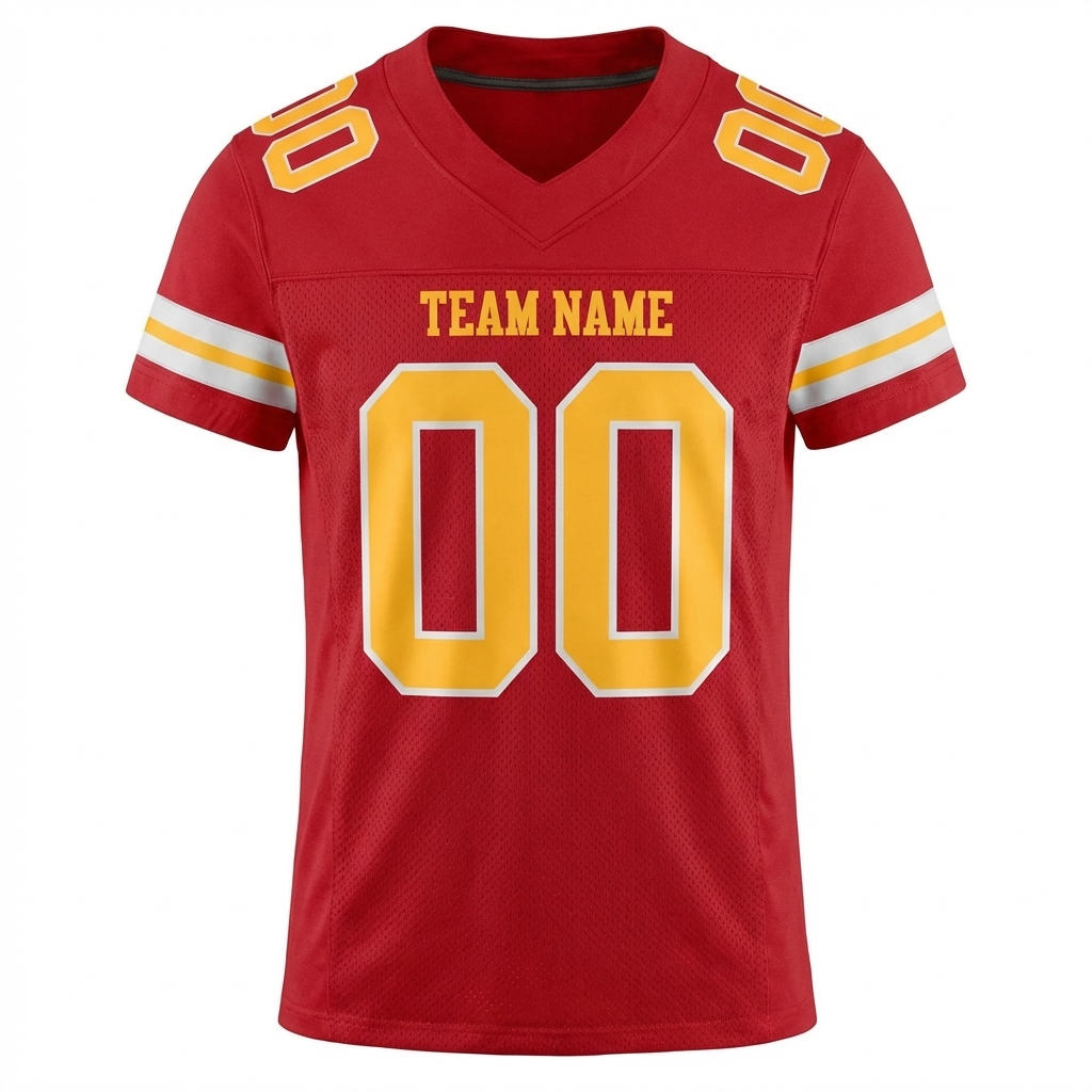 Custom Red & Gold/White Football Jersey