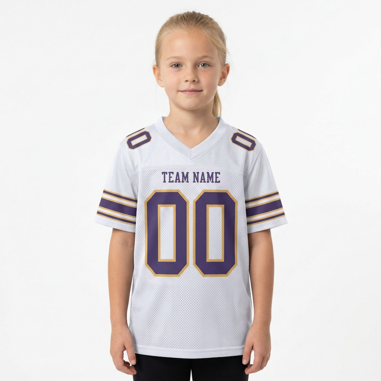 Custom White & Purple/Gold Football Jersey