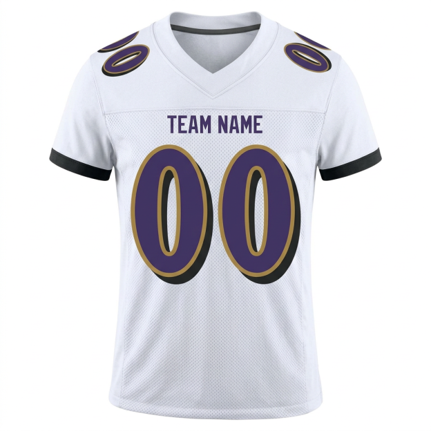 Custom White & Purple/Gold Football Jersey