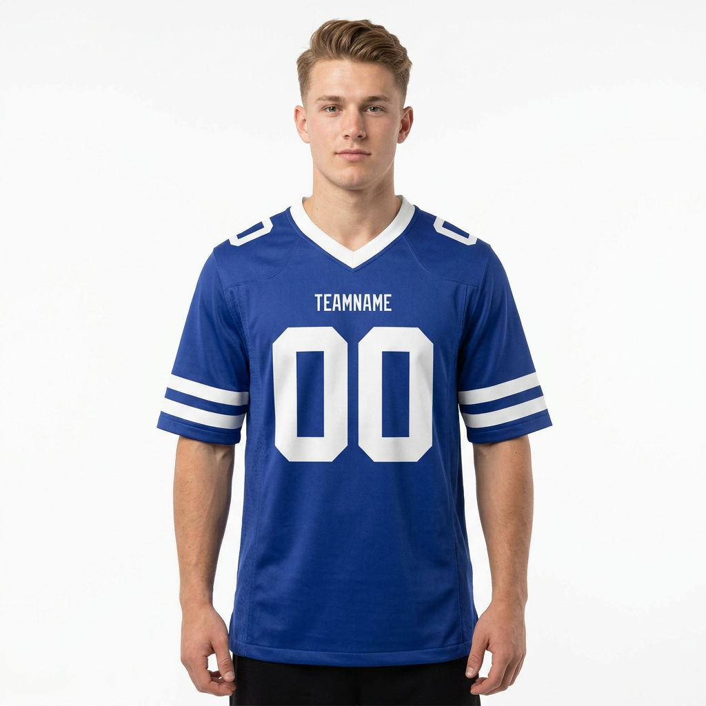 Custom Royal Blue & White Football Jersey