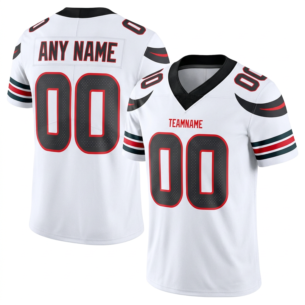 Custom White & Black/Red Football Jersey