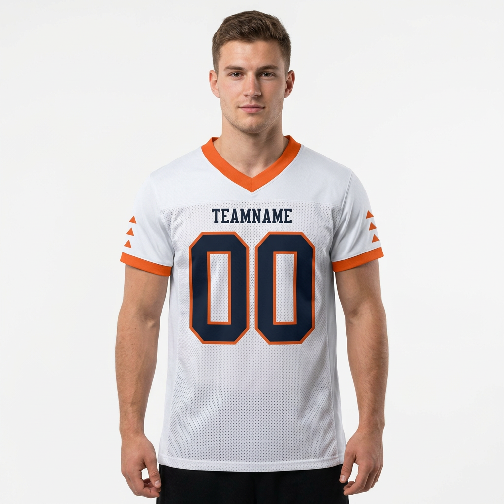 Custom White & Black/Orange Football Jersey