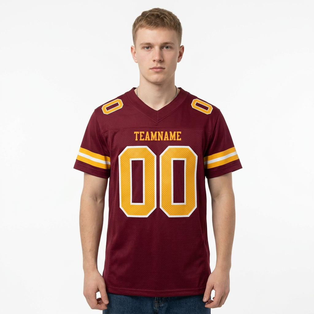 Custom Burgundy & Gold/White Football Jersey