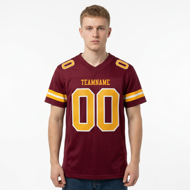 Custom Burgundy & Gold/White Football Jersey