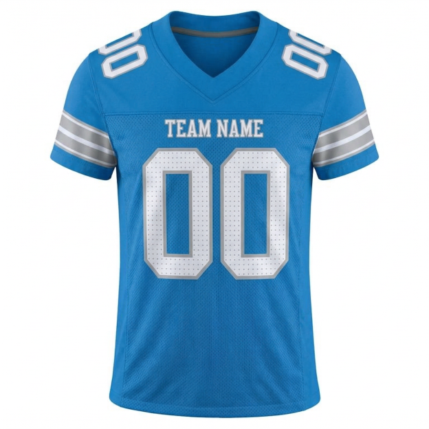 Custom Powder Blue & White/Sliver Football Jersey