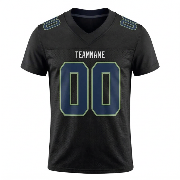 Custom Black & Royal/Green Football Jersey